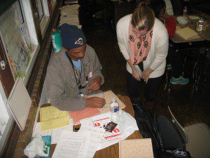 Parent and teacher discussing academics at Dewey International Studies School, St. Louis Public School